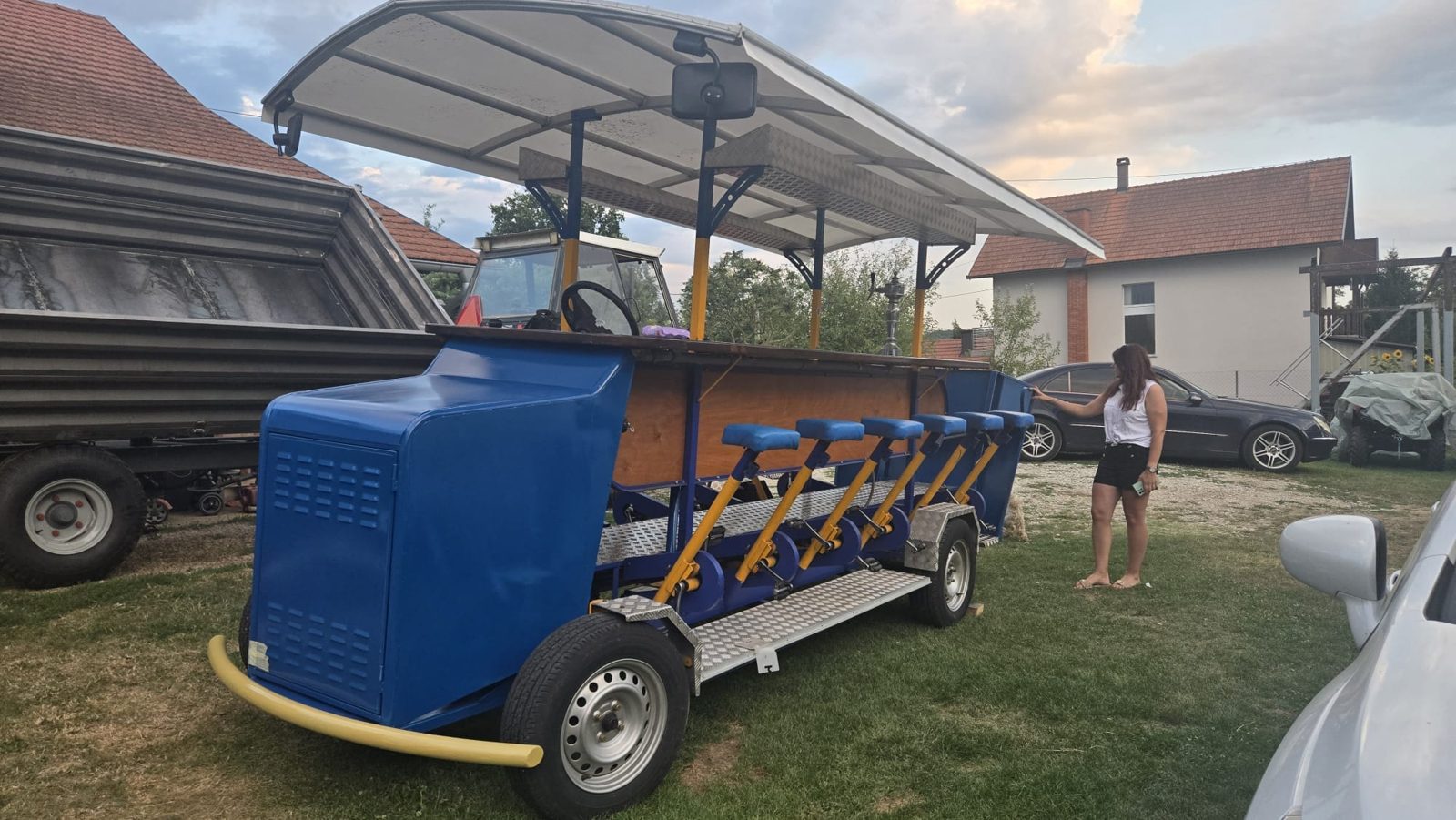 Custom made beer bike, blue